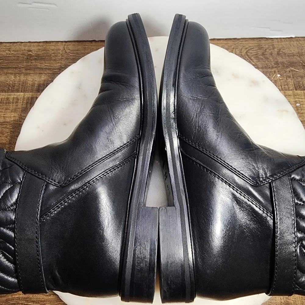 Aquatalia Women's Bonnie Winter Boots Sz 9 Quilted Black Leather Made in Italy